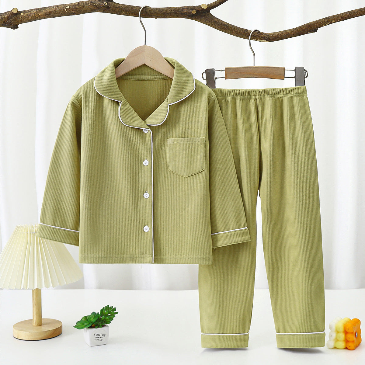 Kids' Long Sleeve Lapel Pajama Set