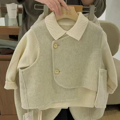 Kids Wool Blend Vest and Pants Set