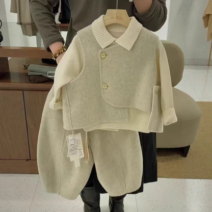 Kids Wool Blend Vest and Pants Set