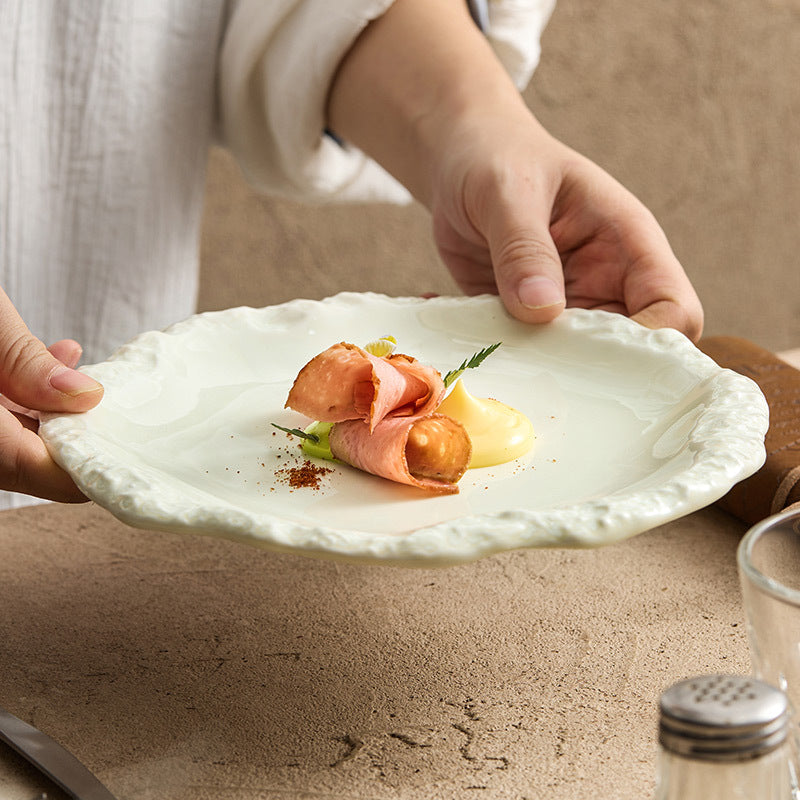 Kiln-Turned Ceramic Skirted Dinner Plate