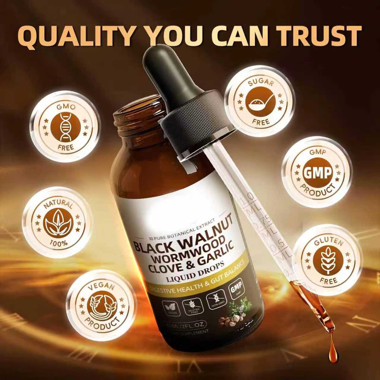 Kindergarten Amazon Cross-Border 60ml Black Walnut Drops Soursop Graviola Factory Wholesale