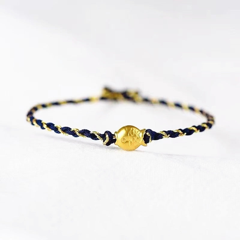 Kissing Fish Pendant Braided Bracelet