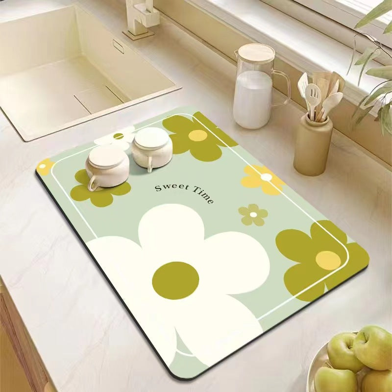 Kitchen Bathroom Absorbent Non-Slip Rubber Drain Mat