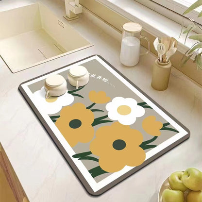 Kitchen Bathroom Absorbent Non-Slip Rubber Drain Mat