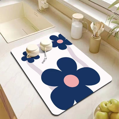 Kitchen Bathroom Absorbent Non-Slip Rubber Drain Mat