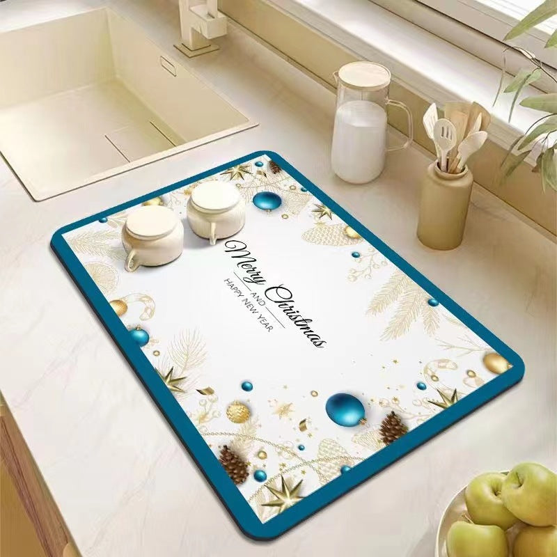 Kitchen Bathroom Absorbent Non-Slip Rubber Drain Mat