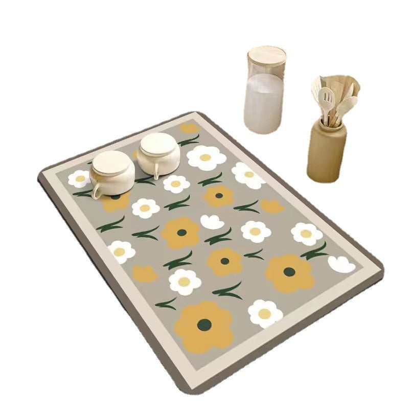 Kitchen Bathroom Absorbent Non-Slip Rubber Drain Mat