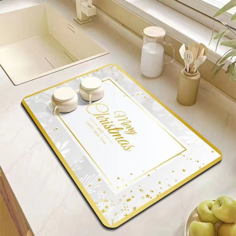 Kitchen Bathroom Absorbent Non-Slip Rubber Drain Mat