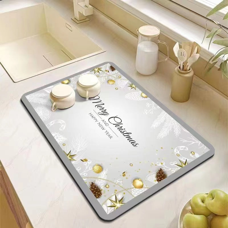 Kitchen Bathroom Absorbent Non-Slip Rubber Drain Mat