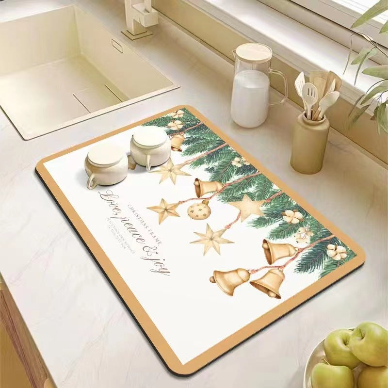 Kitchen Bathroom Absorbent Non-Slip Rubber Drain Mat