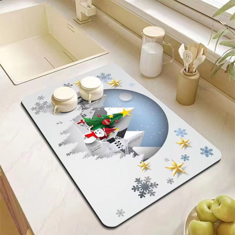 Kitchen Bathroom Absorbent Non-Slip Rubber Drain Mat