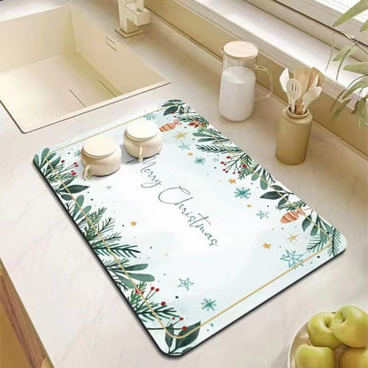 Kitchen Bathroom Absorbent Non-Slip Rubber Drain Mat