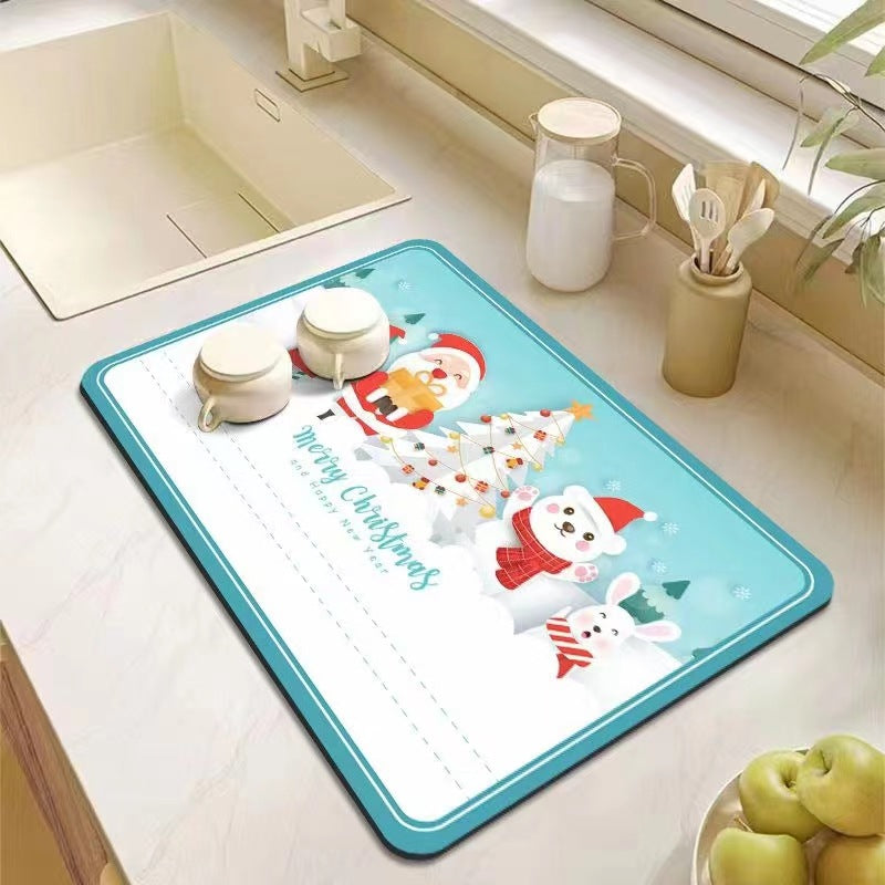 Kitchen Bathroom Absorbent Non-Slip Rubber Drain Mat