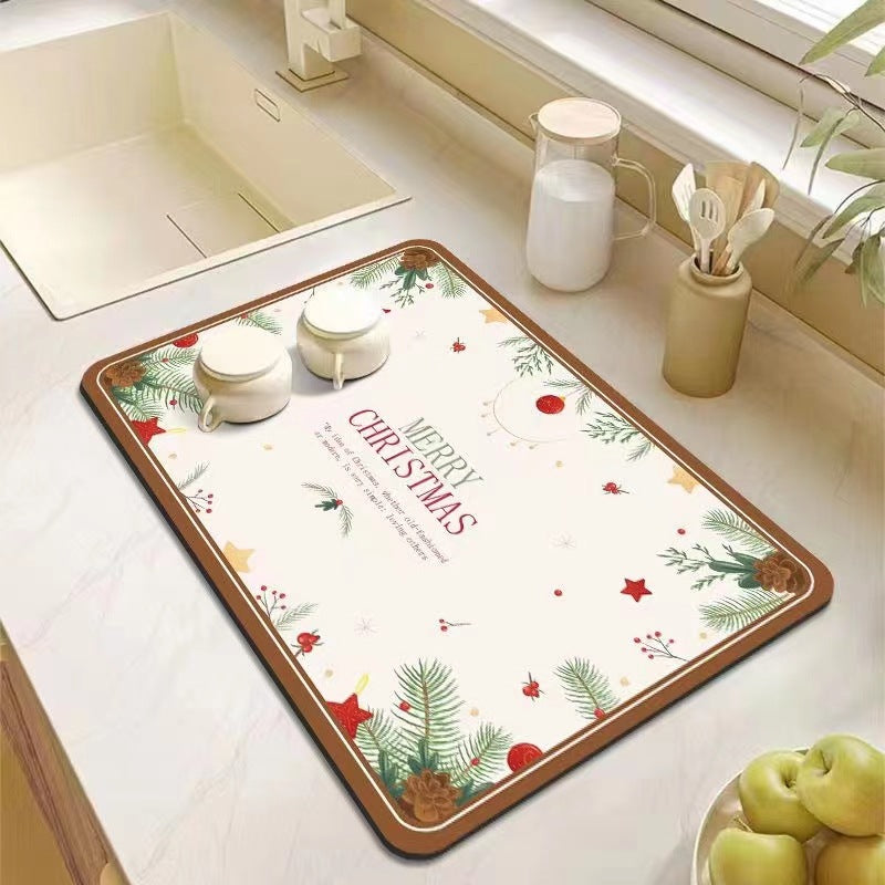 Kitchen Bathroom Absorbent Non-Slip Rubber Drain Mat