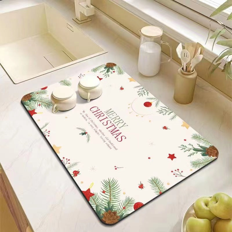 Kitchen Bathroom Absorbent Non-Slip Rubber Drain Mat