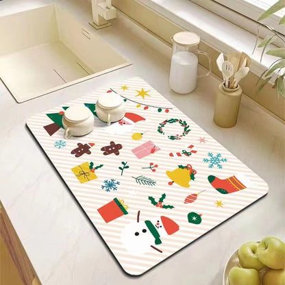 Kitchen Bathroom Absorbent Non-Slip Rubber Drain Mat