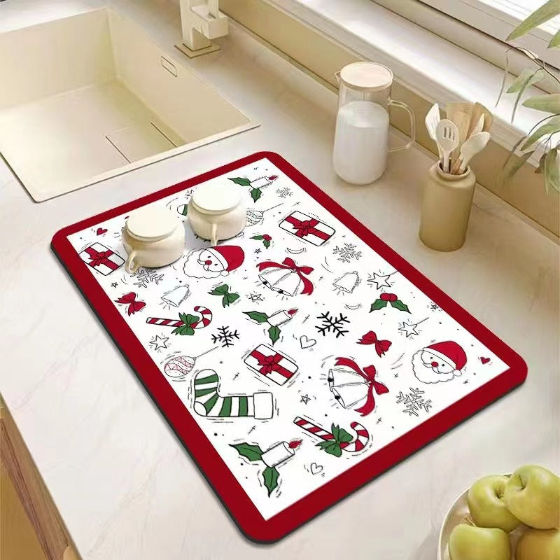 Kitchen Bathroom Absorbent Non-Slip Rubber Drain Mat