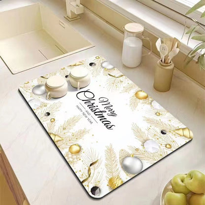 Kitchen Bathroom Absorbent Non-Slip Rubber Drain Mat