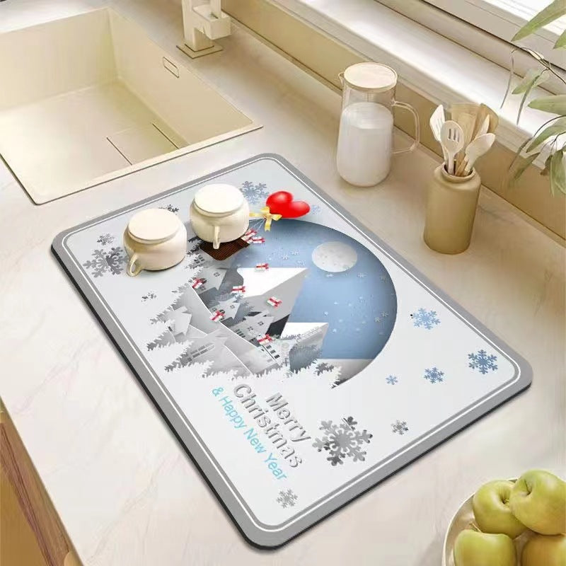 Kitchen Bathroom Absorbent Non-Slip Rubber Drain Mat