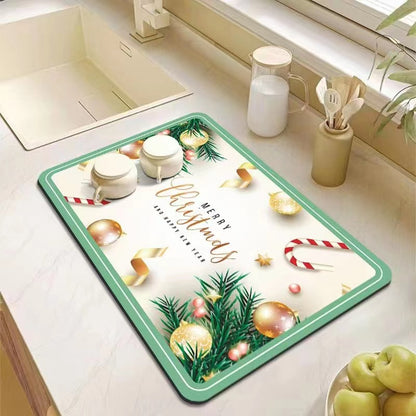 Kitchen Bathroom Absorbent Non-Slip Rubber Drain Mat