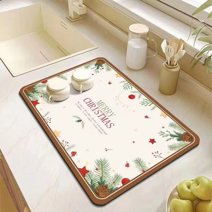 Kitchen Bathroom Absorbent Non-Slip Rubber Drain Mat