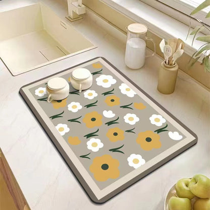 Kitchen Bathroom Absorbent Non-Slip Rubber Drain Mat