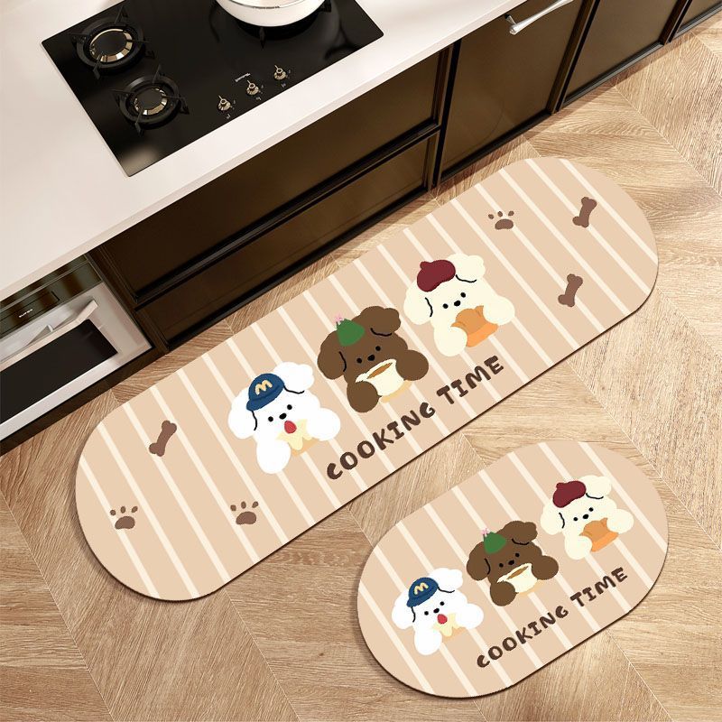 Kitchen floor mat cartoon bear absorbent foot mat
