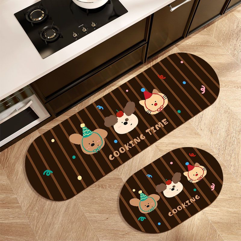 Kitchen floor mat cartoon bear absorbent foot mat