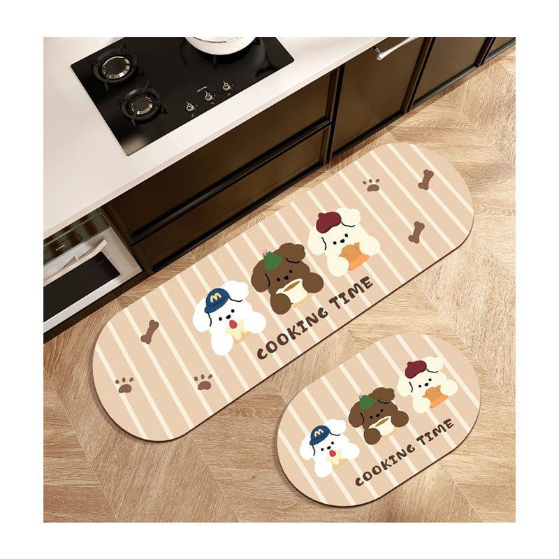 Kitchen floor mat cartoon bear absorbent foot mat