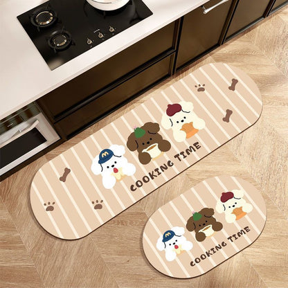 Kitchen floor mat cartoon bear absorbent foot mat