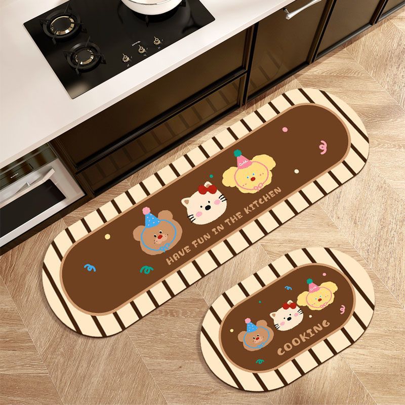 Kitchen floor mat cartoon bear absorbent foot mat