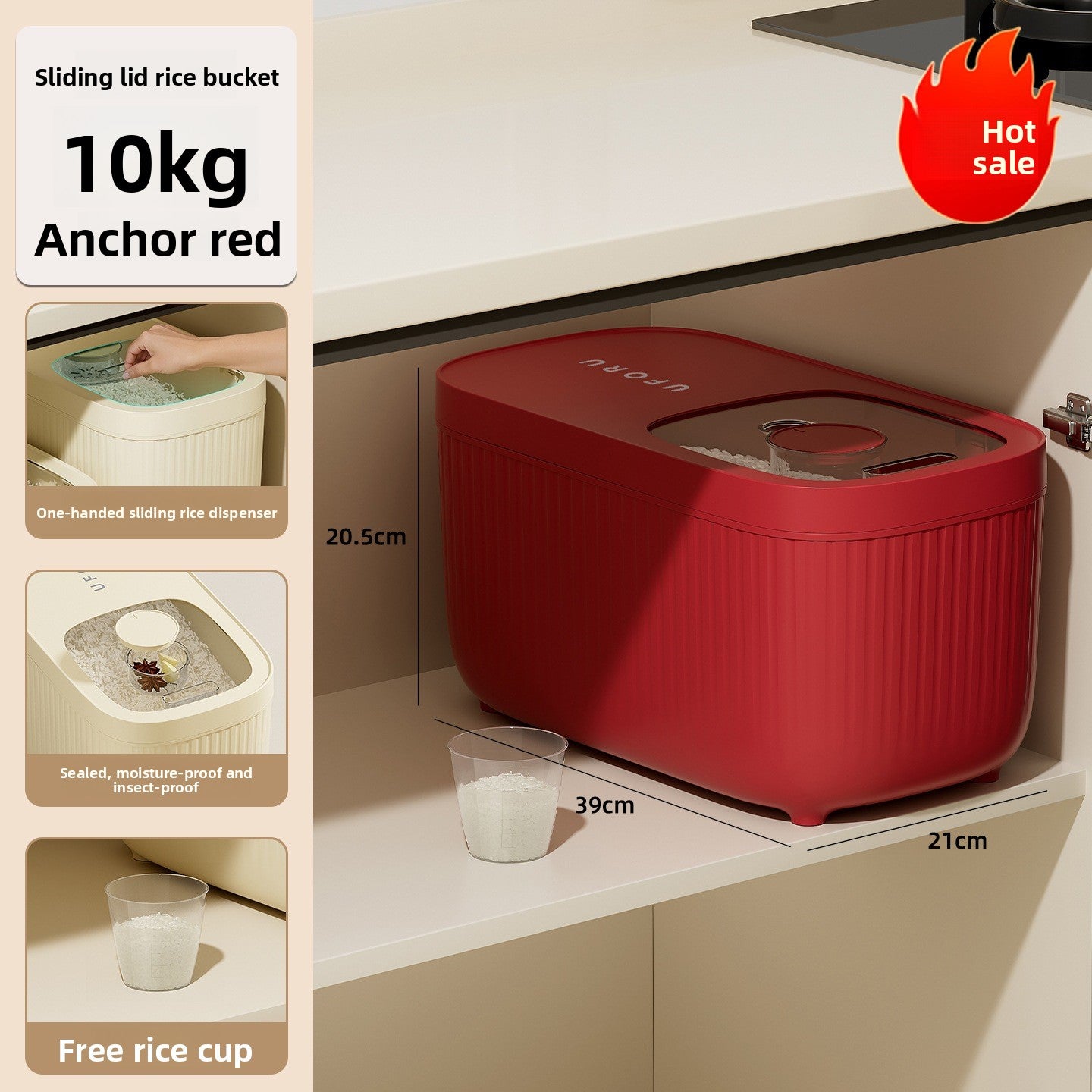 Kitchen Food Grade Sliding Lid Grain Storage Box