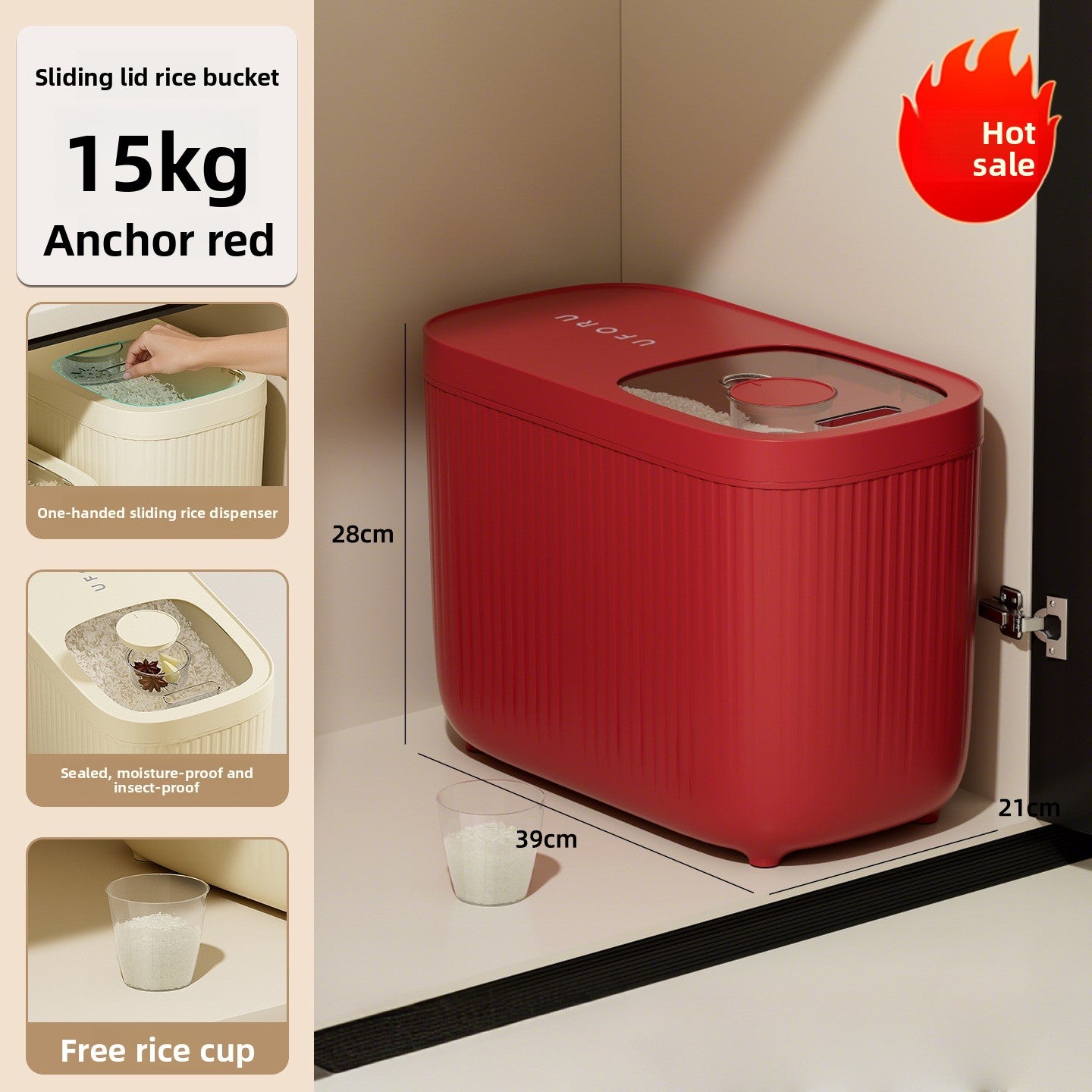 Kitchen Food Grade Sliding Lid Grain Storage Box