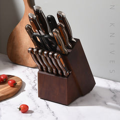 Red color 15-piece knife set