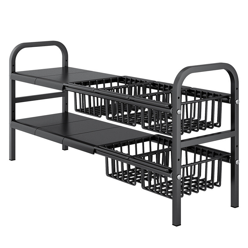 Kitchen Storage Rack, Extendable Cabinet Pot Storage Shelf, Under-Sink Storage Cabinet Organizer