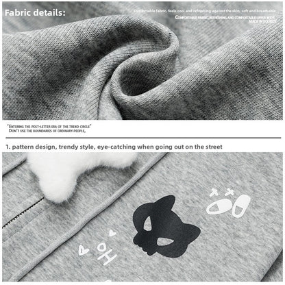 Kitten Print Hooded Sweatshirt
