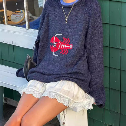 Knitted Animal Pattern Sweater Unisex Long Sleeve