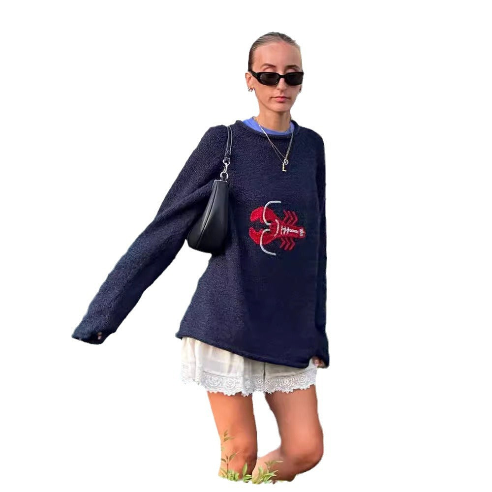 Knitted Animal Pattern Sweater Unisex Long Sleeve