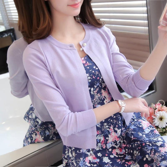 Knitted cardigan short sun-protective shawl