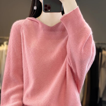 Knitted cashmere hoodie