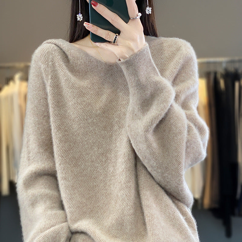 Knitted cashmere hoodie