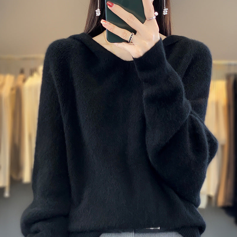 Knitted cashmere hoodie