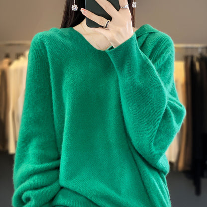 Knitted cashmere hoodie