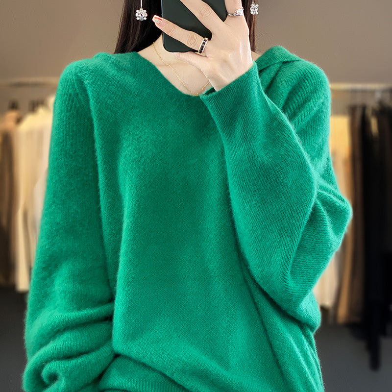 Knitted cashmere hoodie