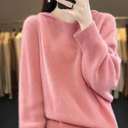 Knitted cashmere hoodie