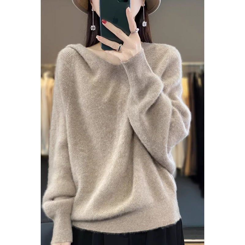 Knitted cashmere hoodie