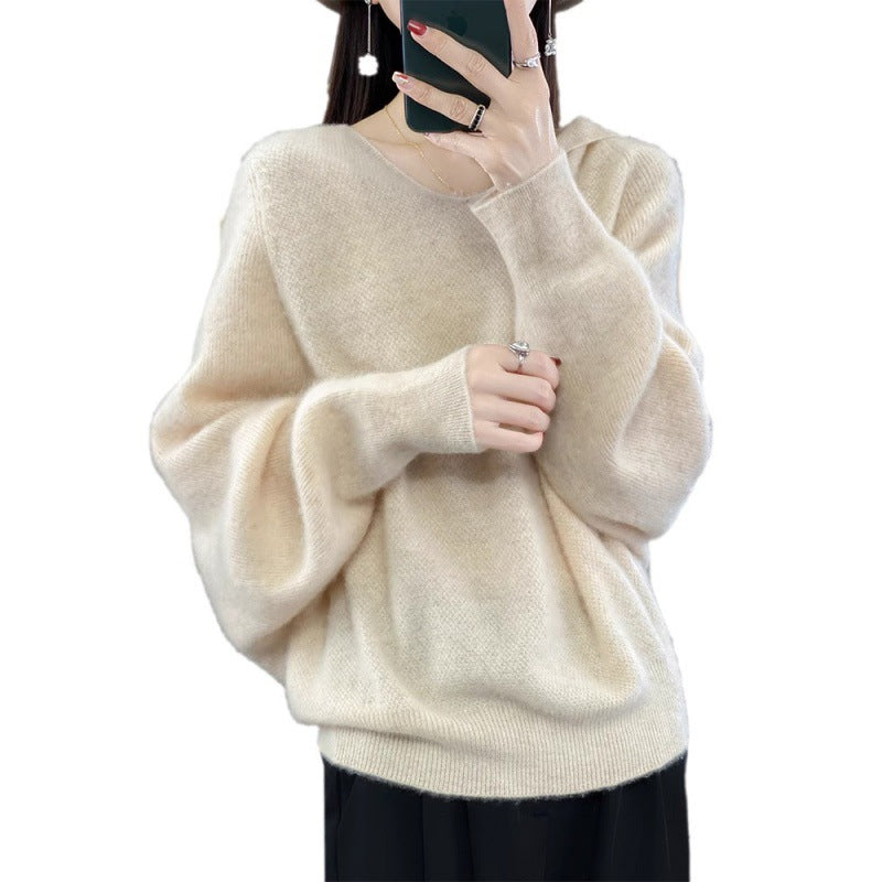 Knitted cashmere hoodie