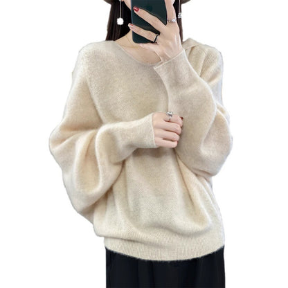 Knitted cashmere hoodie