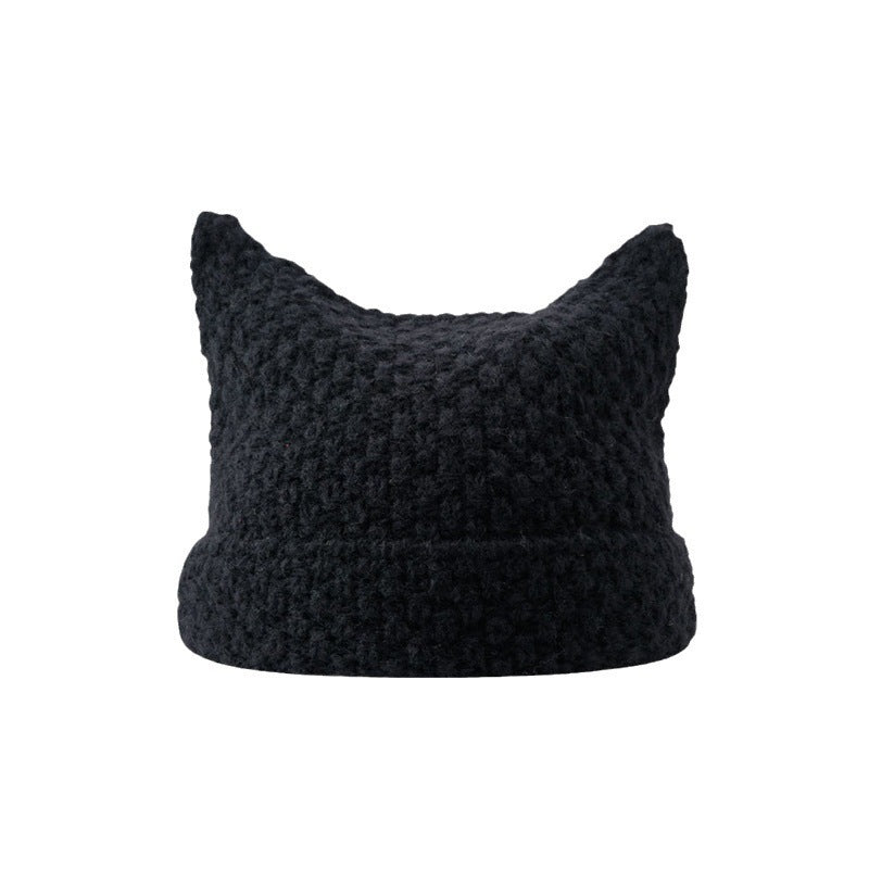 Knitted Cat Ear Striped Beanie