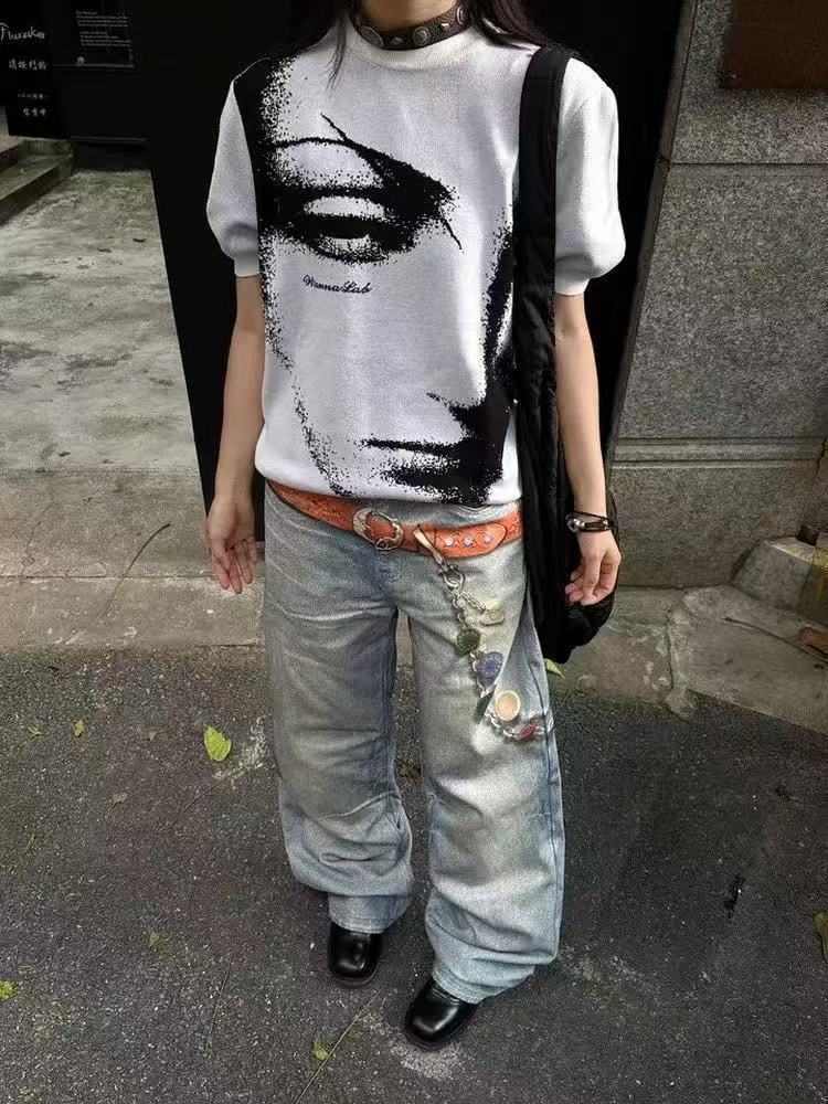 Knitted Character Print Sweater